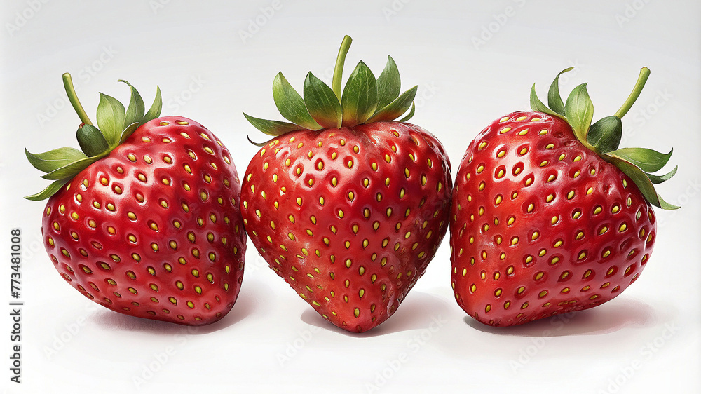 Three strawberries on a white background Three strawberries on a white background