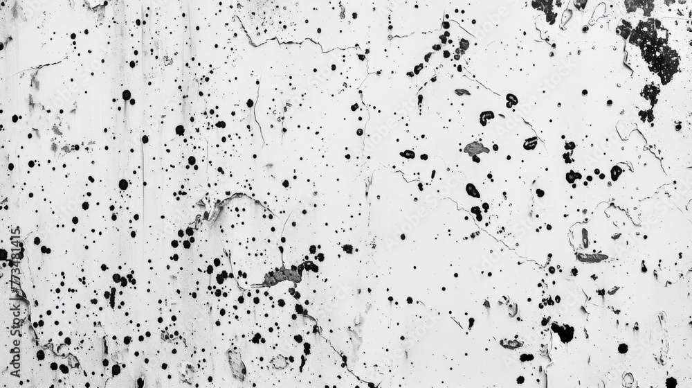 Black and white photo of paint splattered on a wall, suitable for background or texture use