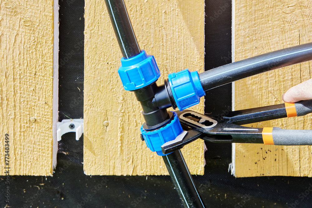 Adjustable wrench pliers is used to tighten fastening nut of