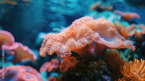 Detailed view of coral in an aquarium. Ideal for marine life concepts