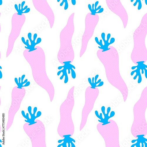 Cartoon watercolor harvest seamless carrot pattern for wrapping paper and fabrics and linens and kids clothes print