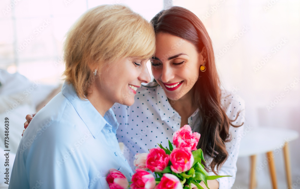 Happy celebration mothers day. Daughter and mom. Birthday, Mothers day, women's day, retired, family, relation, motherhood. Happy celebration mothers day. Daughter and mom. Birthday, Mothers day, women's day, retired, family, relation, motherhood.
