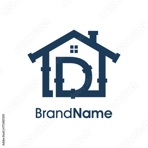 Modern Initial D Home Plumbing Logo