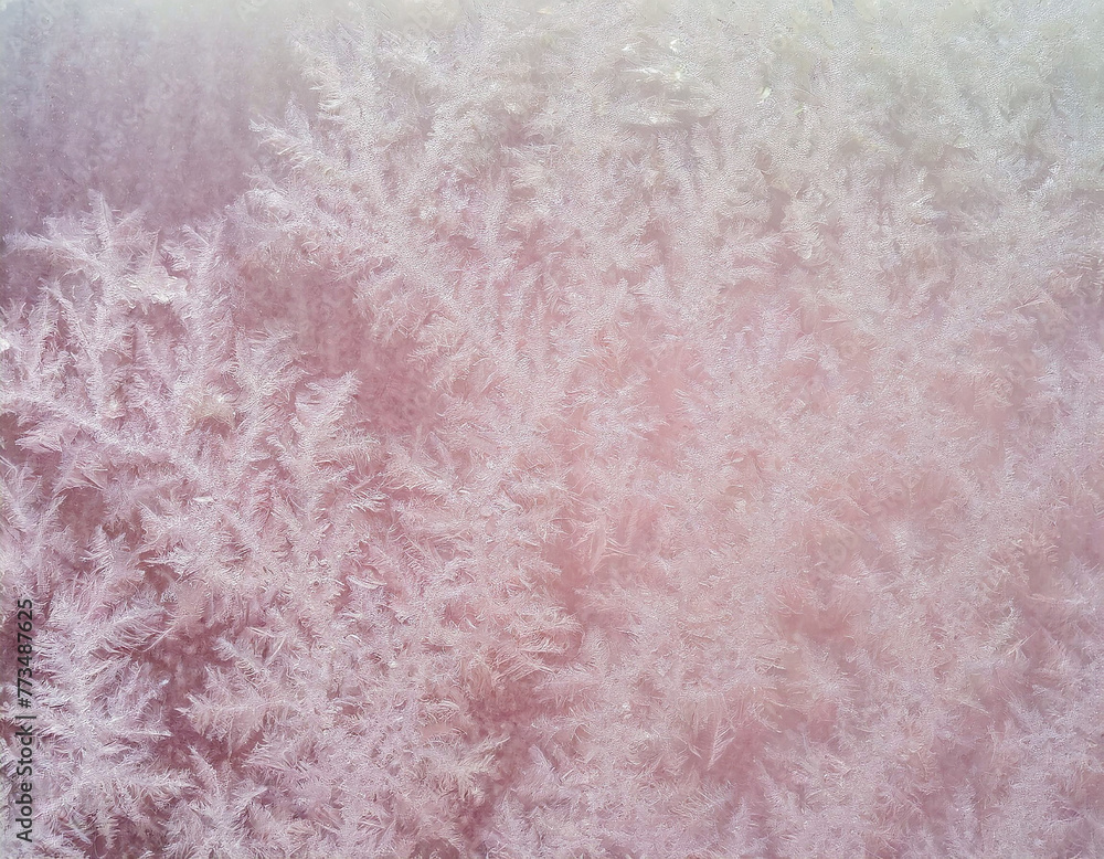 Fototapeta premium Pink Frost on Sheet of Glass as Background AI