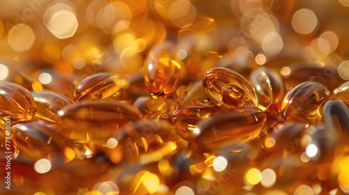 A stack of fish oil capsules, ideal for health and wellness concepts