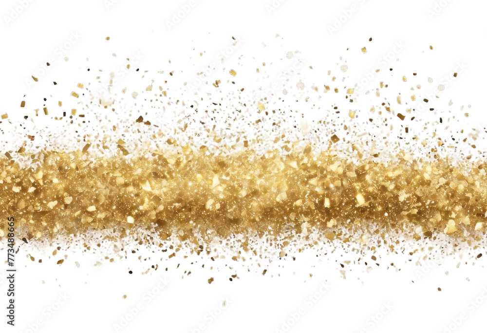 glittering Gold glitter. Foil confetti stroke snow dust. confetti. Less border. splatter Frame. sparkle Shiny Golden background. See transparent brush glistering du