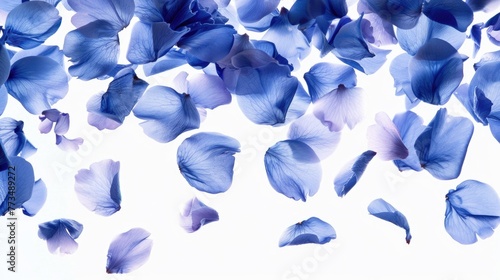 Blue flowers floating in the air  perfect for nature or spring-themed designs