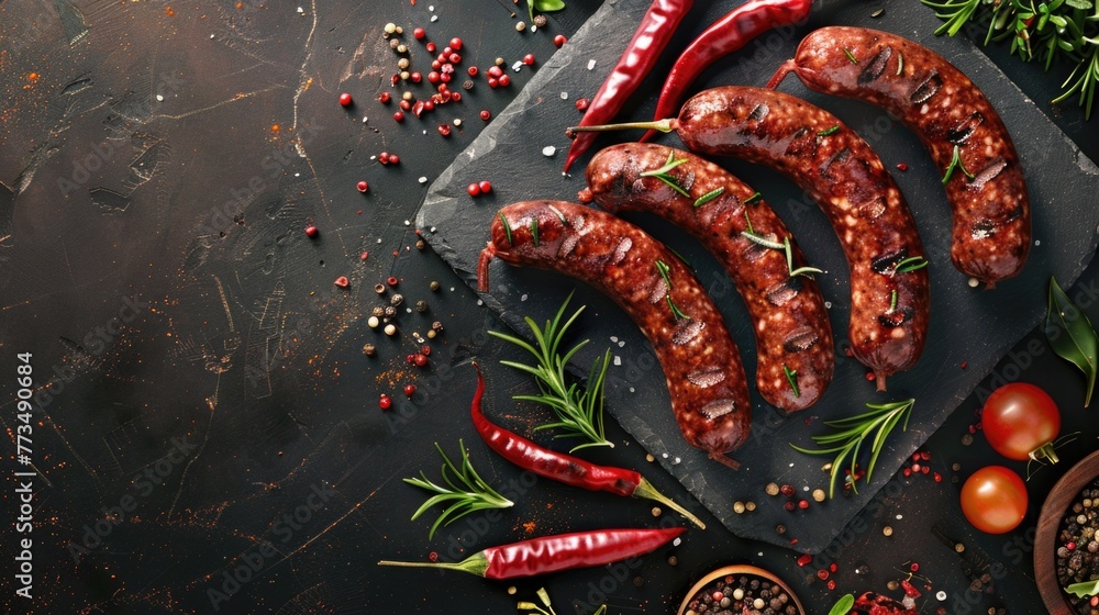 Fresh sausages displayed on a cutting board, versatile for cooking websites or food blogs