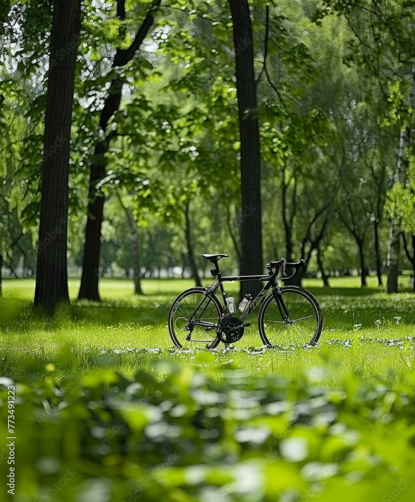 Professional road bicycle in a park 