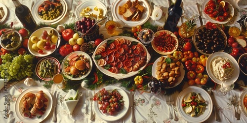 Wallpaper Mural A table filled with a wide array of food items. Suitable for food blogs or restaurant menus Torontodigital.ca