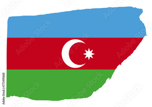 Azerbaijan flag with palette knife paint brush strokes grunge texture design. Grunge brush stroke effect