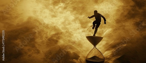 Man walks atop hourglass, anxiety of time concept ⏳🚶‍♂️ Embracing the weight of fleeting moments #TimeAnxiety
