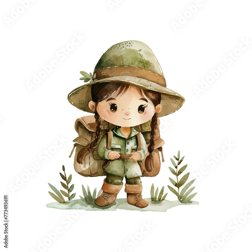 forest ranger vector illustration in watercolour style