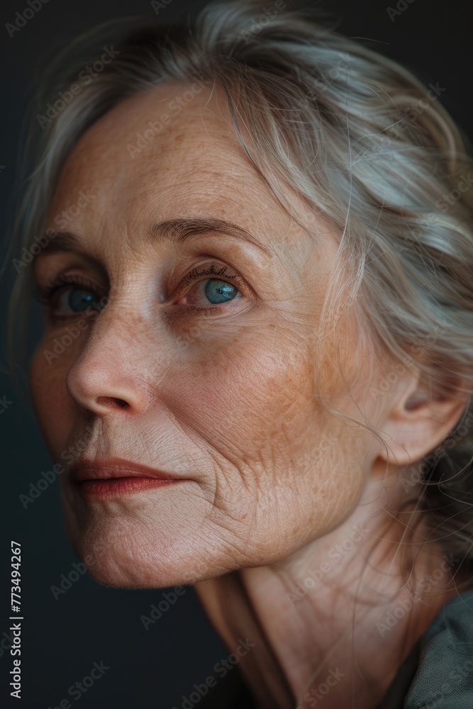 Close up of a woman's face with blue eyes. Suitable for beauty and healthcare concepts Close up of a woman's face with blue eyes. Suitable for beauty and healthcare concepts