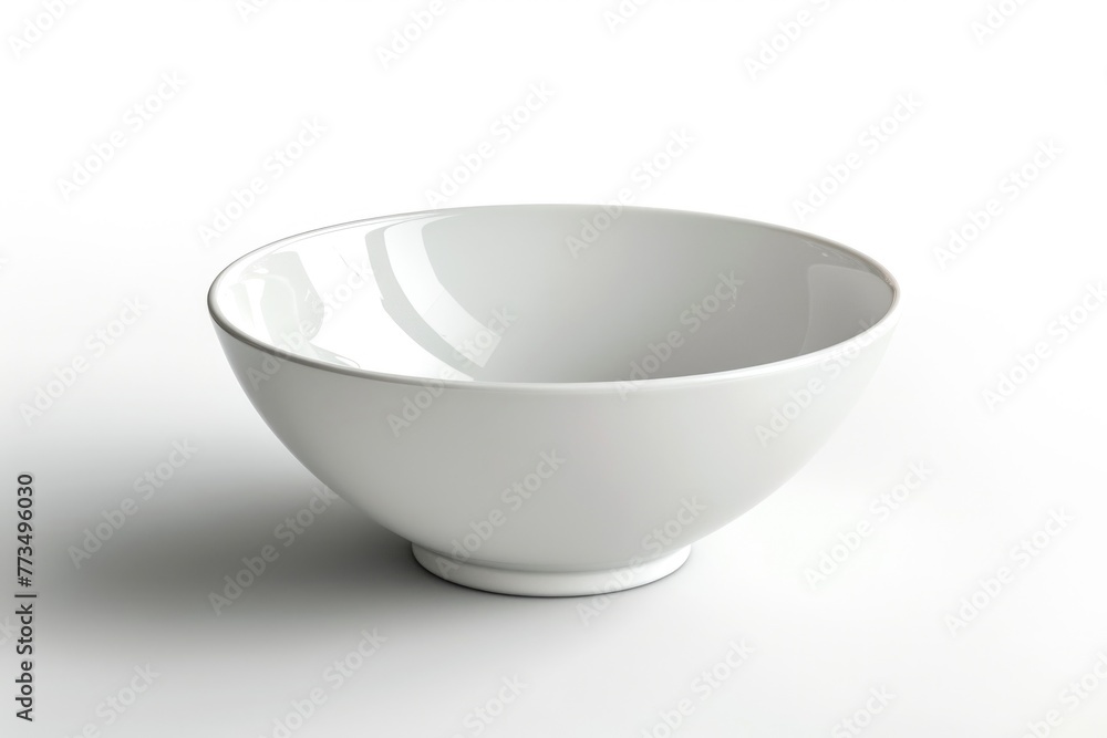 A simple white bowl on a table, suitable for various kitchen or dining concepts A simple white bowl on a table, suitable for various kitchen or dining concepts