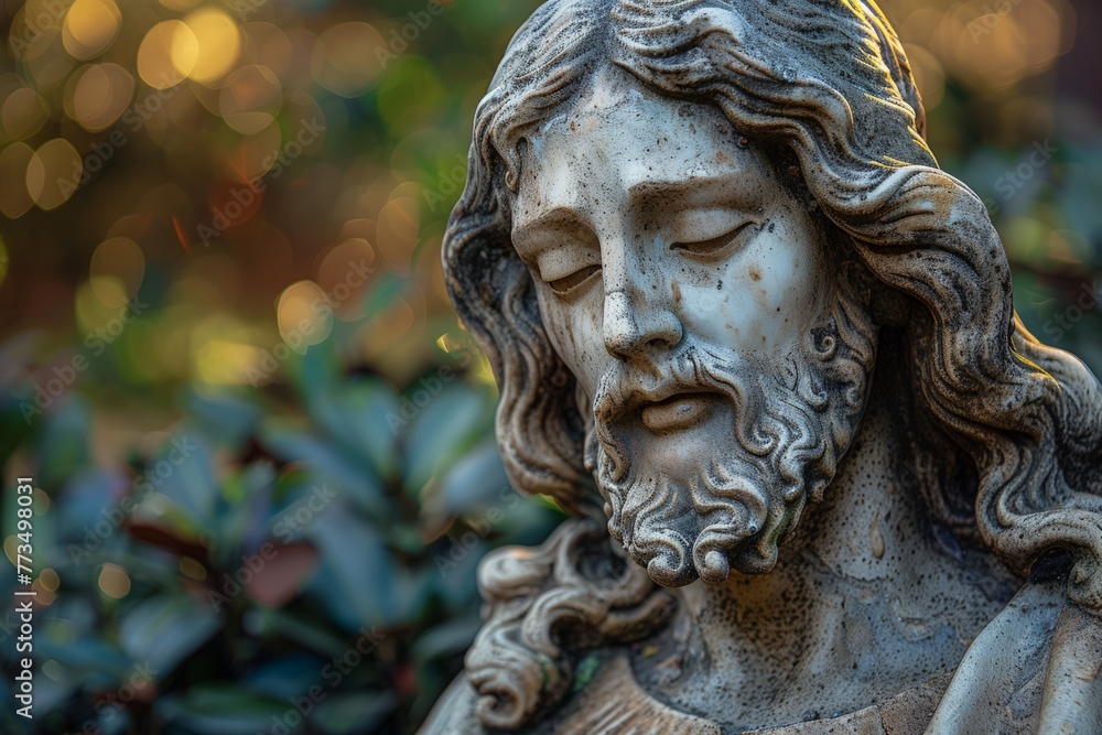 Statue of Jesus With Closed Eyes