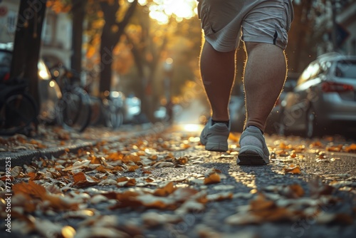 Person Walking Down Street With Leaves