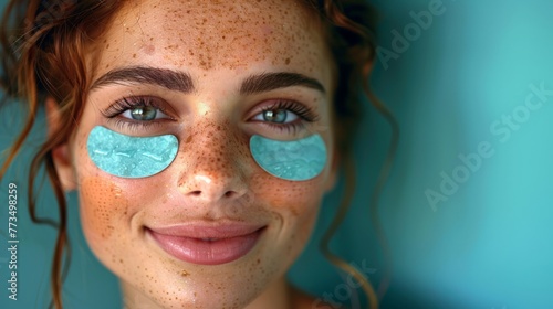 Woman With Blue Patches on Eyes