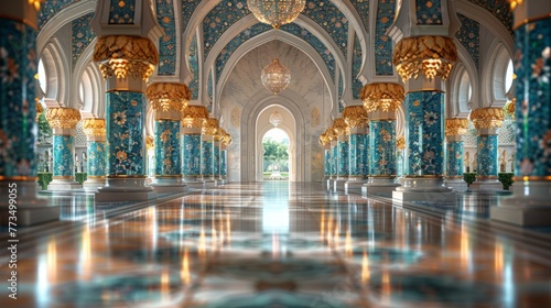 Grand Room With Columns and Chandeliers