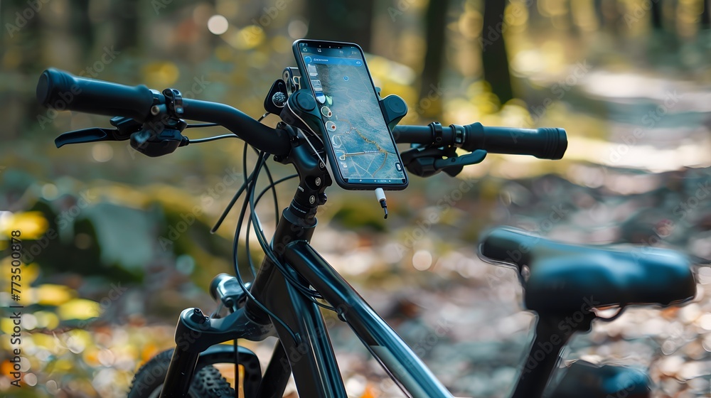 Smart phone with GPS display mounted on electric bicycle Smart phone with GPS display mounted on electric bicycle
