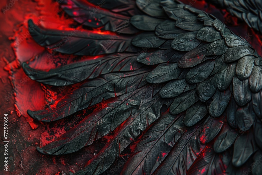 Obraz premium Detailed view of black bird's wings, perfect for nature projects