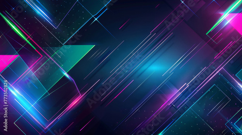 Futuristic neon geometric shapes background