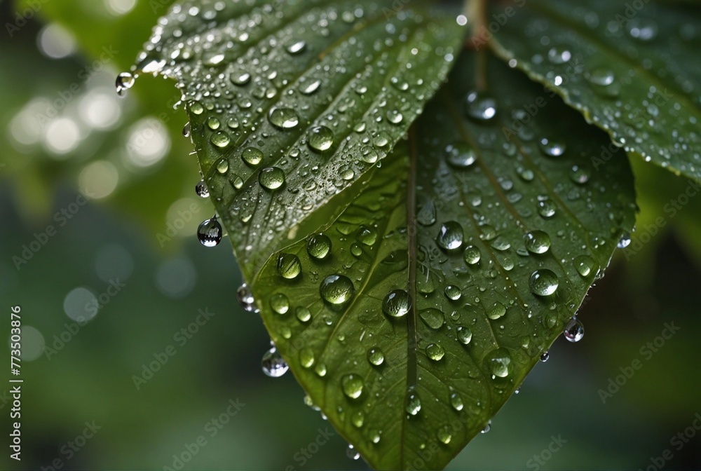 Macro shot of green leaves with drops of dew water over. Autumn concept, forest, trees, forest, rain, freshness Macro shot of green leaves with drops of dew water over. Autumn concept, forest, trees, forest, rain, freshness