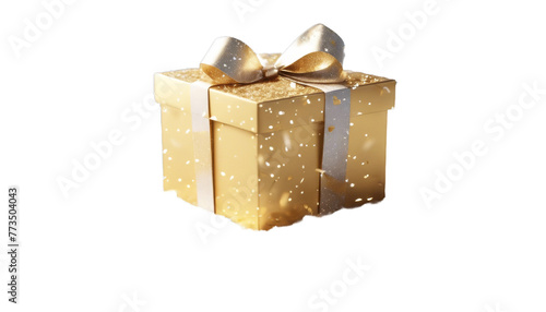 gold box scattering rendering creative abstract snow design background. silver gift illustration. concept confetti glitter icon Winter 3D snowflake white three-dimensional