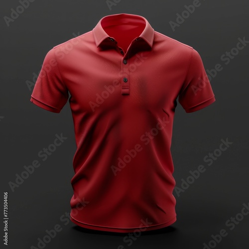 Blank red man polo-shirt mockup, looped rotation, 3d rendering. Empty male casual t shirt mock up rotating, isolated. Cleat fabric classic polo-shirt with button and collar template. Generative AI