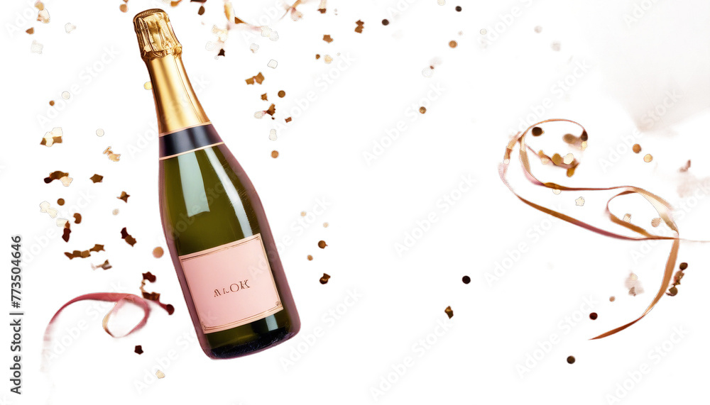 present Christmas confetti bottle lay. box card. number table gift pink top Flat Champagne 2022 New golden greeting view. Year Similar Keywords background champaign gold c