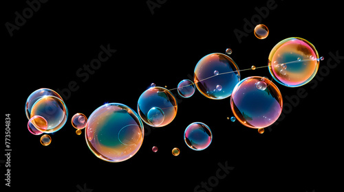 authentic soap bubbles against a deep black background