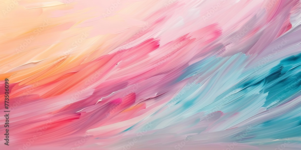 Vibrant brushstrokes in pink and blue hues on canvas. Abstract expressionist art for design inspiration and creative backgrounds in advertising.
