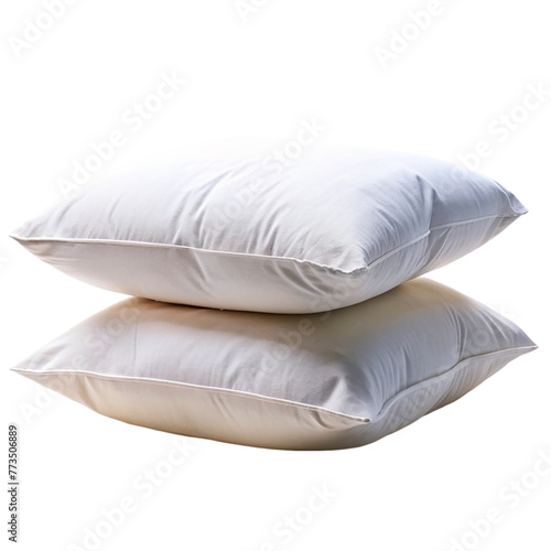 Stacked of white pillows  isolated on transparent background.