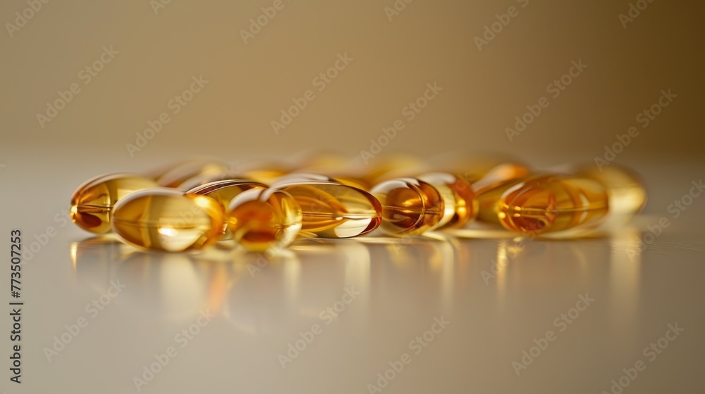 A bunch of golden fish oil capsules A bunch of golden fish oil capsules