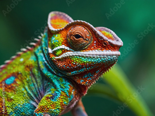 Cool Chameleon  Abstract Vector Art of a Sunglass-Clad Chameleon on a Minimalist Panorama - Digital Faceted Artistry
