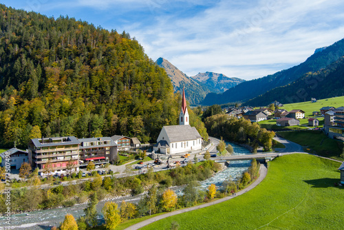 The village of Au in the Bregenzerwald, State of Vorarlberg, Austria, Drone Photography