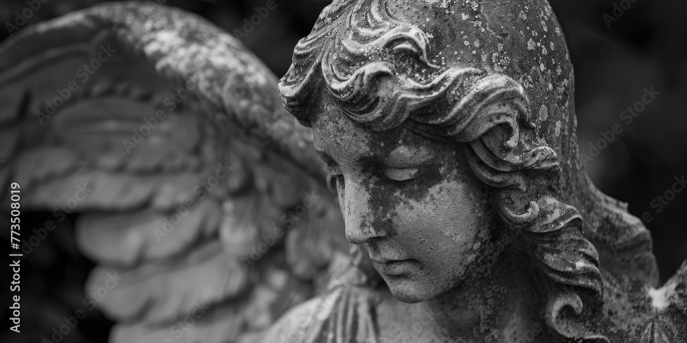 Detailed shot of an angel sculpture, suitable for religious themes Detailed shot of an angel sculpture, suitable for religious themes