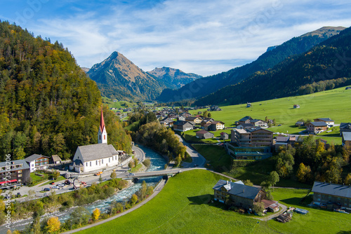 The village of Au in the Bregenzerwald, State of Vorarlberg, Austria, Drone Photography