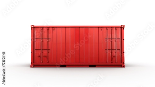 A red container sitting on top of a white floor. Ideal for industrial or minimalist themed designs