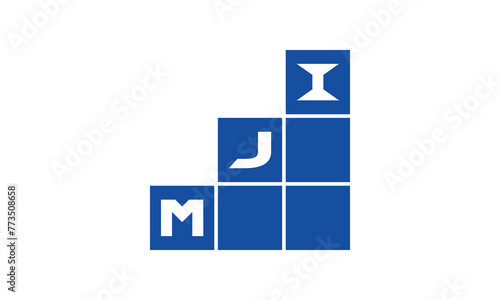 MJI initial letter financial logo design vector template. economics, growth, meter, range, profit, loan, graph, finance, benefits, economic, increase, arrow up, grade, grew up, topper, company, scale photo