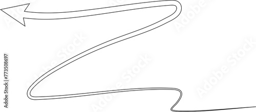 Arrows curve and wavy set. Hand drawn thin line