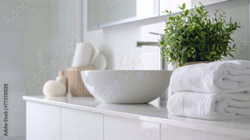 A minimalist bathroom with a simple color scheme and efficient storage promotes a sense of tranquility and efficiency in the home. . .