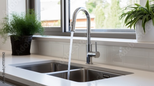  kitchen sink with a sleek chrome faucet