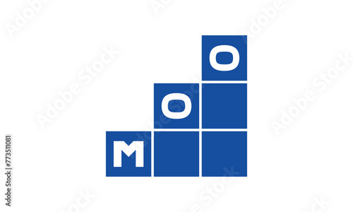 MOO initial letter financial logo design vector template. economics, growth, meter, range, profit, loan, graph, finance, benefits, economic, increase, arrow up, grade, grew up, topper, company, scale