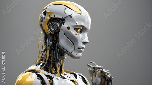 Artificial intelligence robot on gray background