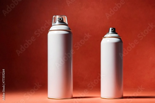 Product packaging mockup photo of Spray can, studio advertising photoshoot