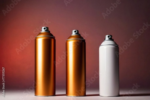 Product packaging mockup photo of Spray can, studio advertising photoshoot