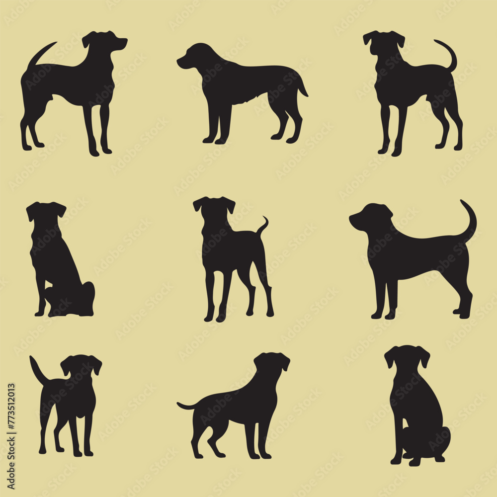 Dog silhouette , Bella dog vector set Dog silhouette , Bella dog vector set