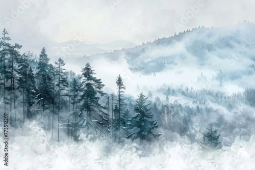 A beautiful snowy mountain scene, perfect for winter designs