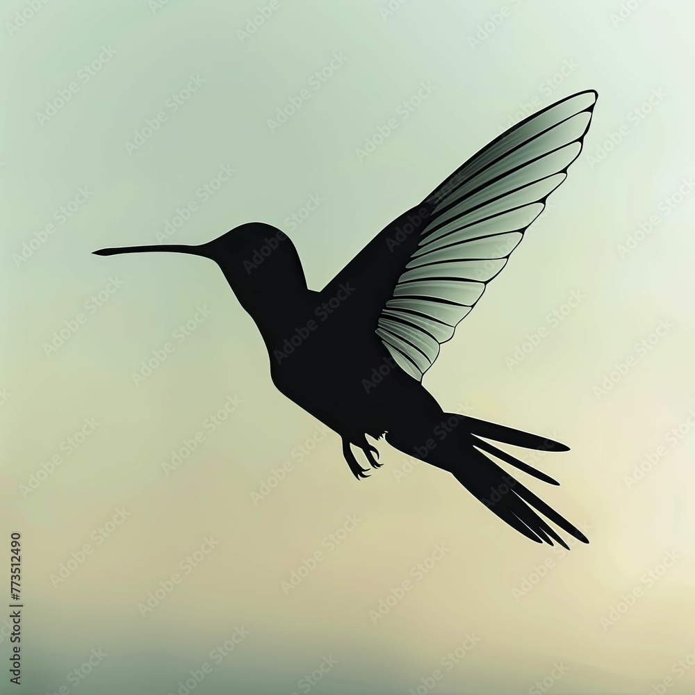 Fototapeta premium A biomimetic aviation design featuring a hummingbird silhouette with propeller wings, inspired by nature for sustainable flight.